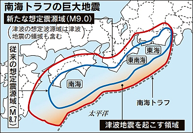 図:南海トラフ巨大地震 津波地震を起こす領域 図:南海トラフ巨大地震 津波地震を起こす領域