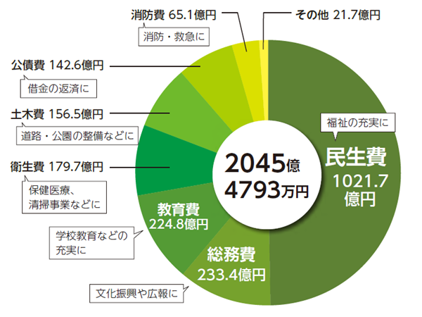 円グラフ:歳出の内訳(目的別)