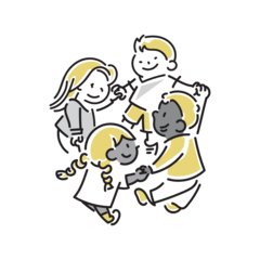 子どもが手をつないでいる画像